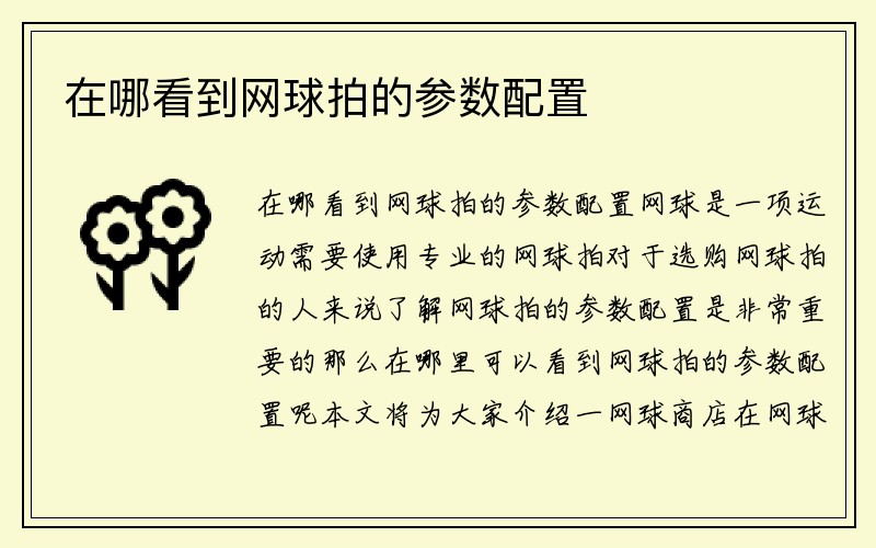 在哪看到网球拍的参数配置