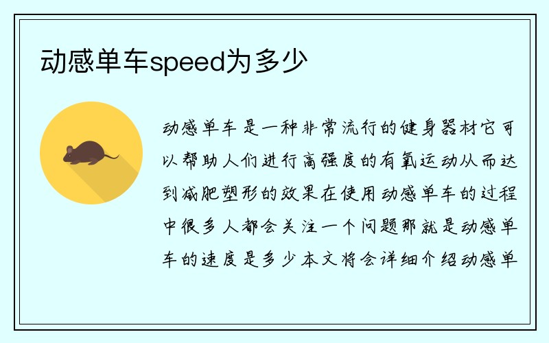 动感单车speed为多少